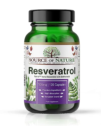 Trans-Resveratrol 500 mg | 120 cápsulas veganas | Alta dosis | 98 % pureza | Fermentado...
