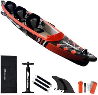 SKINHAWK Premium Drop Stitch Kayak 490 Orange Inflatable Canoe Adventure Kayak 490 x 85 cm