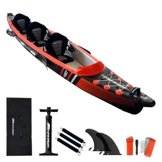 SKINHAWK Premium Drop Stitch Kajak 490 Orange, Schlauchboot, Kanu, zum Aufblasen, Adventure Kajak 490 x 85 cm