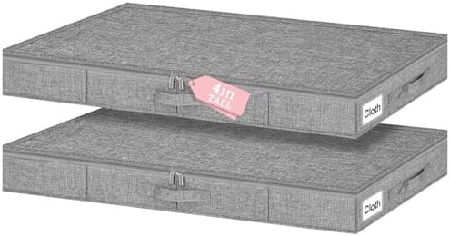4-Inch Tall Under Bed Storage Container, Low Profile Underbed Sto...