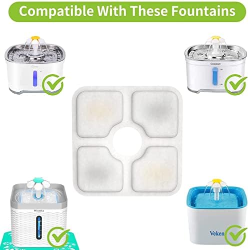Wismika Cat Fountain Filter, Pack of 10 Pet Fountain Filter with Coconut Activated Carbon, Suitable for 2.5 L Water Dispensers and Most Cats and Dog Fountains of the Same Size