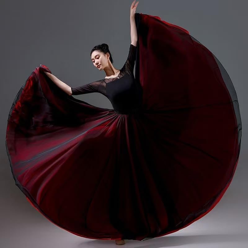 HEARTTOUCH Women's Fairy Lyrical Dance Skirt Double Side Modern Ballet Swing Skirts Dance Dress for Performance Photography
