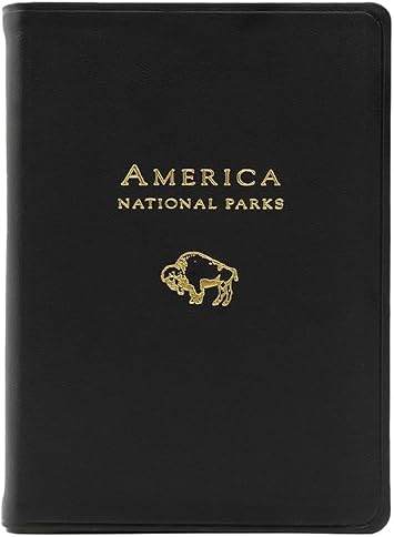 U.S. National Parks Journal for Aduts - Genuine Leather Travel Notebook 6 x 4 3/8 inches - Black