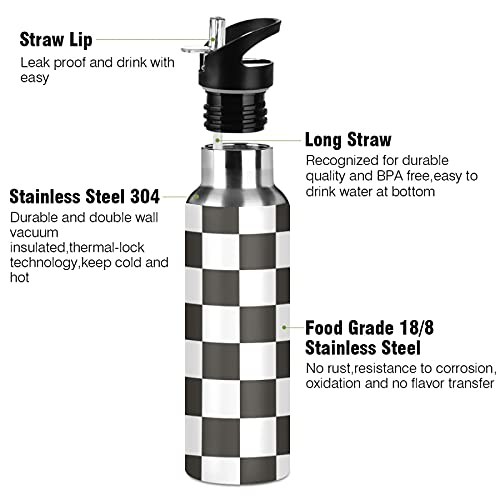 Kll KLL-WB0236 Stainless Steel Thermoses Checker Window White Black Insulated Water Bottle thumb #2
