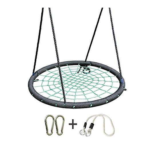 High Load Bearing Swing Spider Web Nylon Rope Nest Swing Safe And Durable Detachable Hanging Rocking Chair Hammock Seat Children Swing Portable Storage (Color : Green-D)