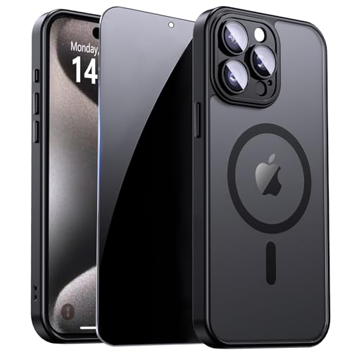 Image of for iPhone 15 Pro Max Case with Privacy Screen Protector, Black