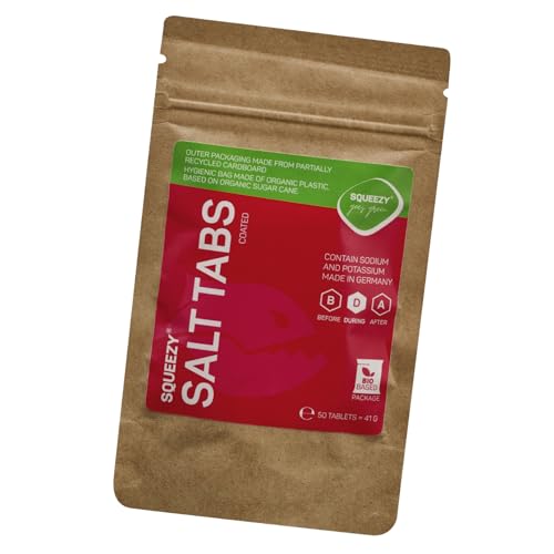 Squeezy Salt Tabs 50 geschmacksneutrale Salztabletten (41 g) | Elektrolyte & Mineralien mit Natrium | Für Sport Ausdauer Hitze & starkes Schwitzen | Unterstützung bei Flüssigkeits- und Salzverlust