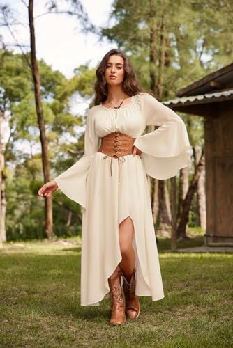 Scarlet Darkness Women's Renaissance Dress Off Shoulder Bell Sleeve Goth Dresses3