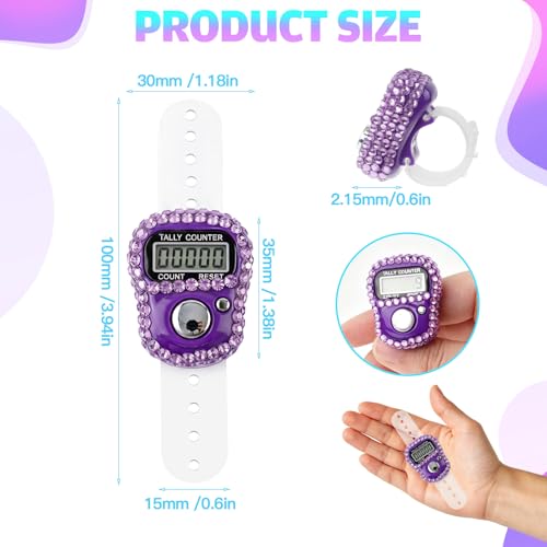 12 Pack Rhinestones Finger Counter, Clicker Counter with 5-Digit Display by Virtue morals - Used condition - Image 3
