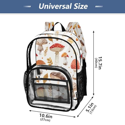 Mochila transparente de hojas de hongo escolar resistente con múltiples bolsillos 4