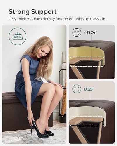 image for SONGMICS MAZIE Collection - 30 Inches Storage Ottoman Bench with Flipp