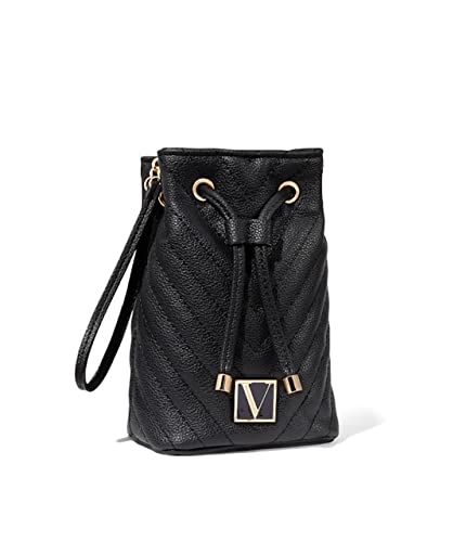 Victoria's Secret Black V-Quilt Perfume Pouch Wristlet #TOP1