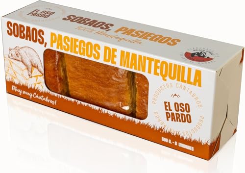 Sobaos Pasiegos IGP 500g | Receta Tradicional de Cantabria | Bizcocho de Mantequilla | 6 Unidades Tamaño Mediano | Dulce Artesanal