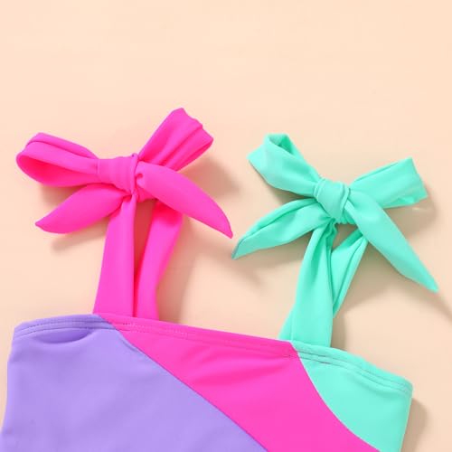 YOUNGER TREE Toddler Girls Two Pieces Swimsuit Color Block Stripe Swimwear Summer Beach Bathing Suit 18M-5T4
