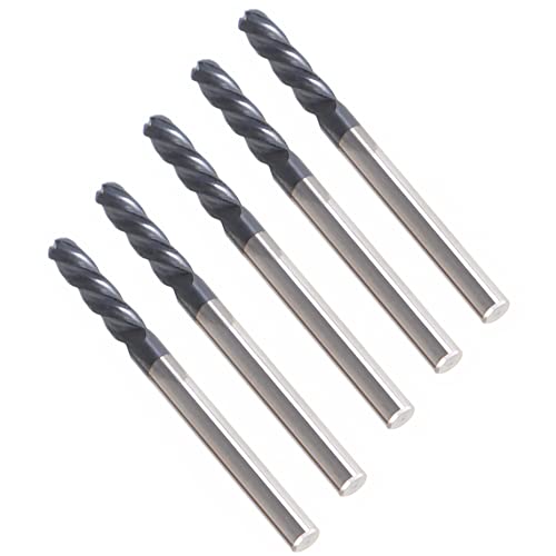 Image of kimllier 5Pcs 1 /8 Inch 4 Flute Ball Nose Carbide End Mill, Tialn Coated 1-1 /2 Inch Overall Length