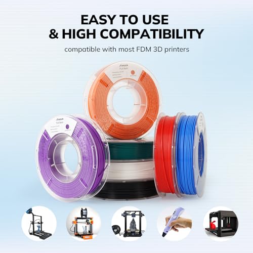 Image of AMOLEN PLA 3D Printing Filament Bundle 1.75mm, Red, Orange, Purple, Green 250g X 4 Spools Pack 3D Printier Filament, 1KG /2.2 lb in Total, Compatible with Most 3D FDM Printer
