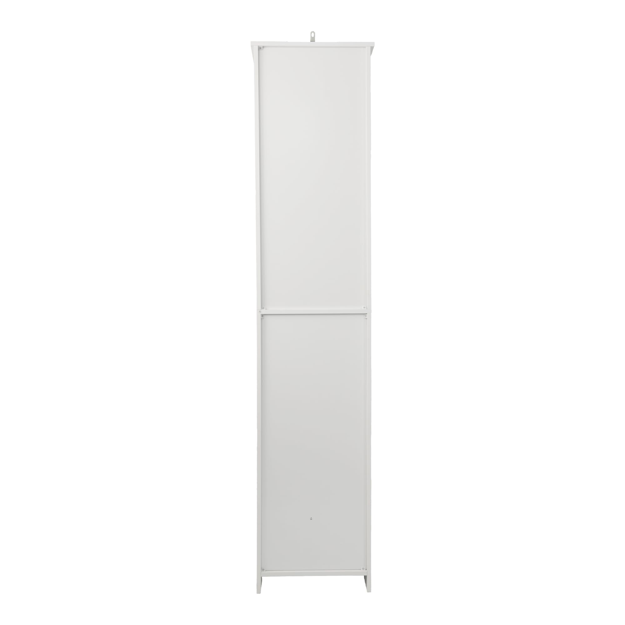 Armadietto da bagno alto 163 cm, modello autoportante con ripiani regolabili e anta lamellare, armadietto stretto con più scomparti, bianco