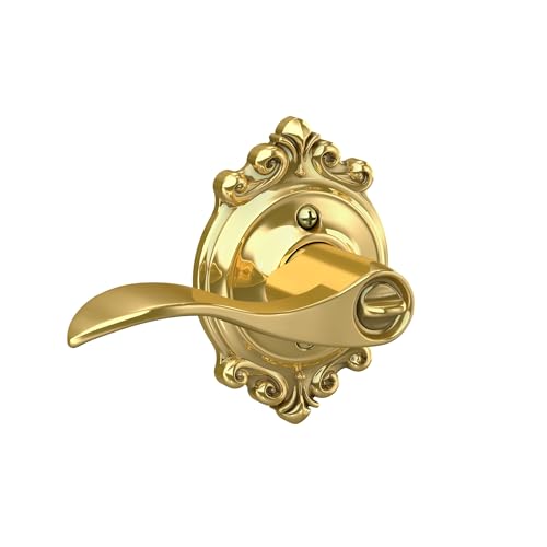 Image of SCHLAGE Accent Lever with Brookshire Trim Keyed Entry Lock in Bright Brass
