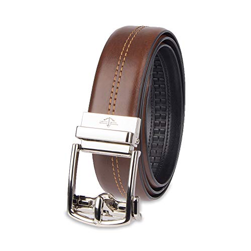 Dockers Men's 1.3 in. Wide Perfect Adjustable Click to Fit Belt, cognac Center