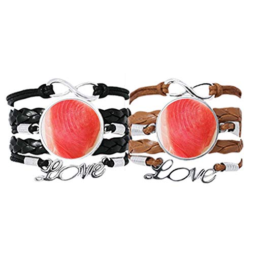 Pulsera pareja de cuerdas de cuero ajustable con comida sashimi de salmón realista