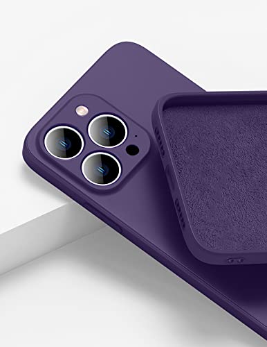 VUTR Funda de Silicona Líquida Protectora de Golpes para iPhone 14 Pro 6.1" [Protector de cámara Integrado] Carcasa de teléfono iPhone 14 Pro de Goma Fina, Morado Oscuro Cover