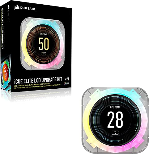 Corsair iCUE Elite CPU-Kühler LCD-Display Upgrade-Kit - IPS-LCD-Bildschirm mit anpassbarer Anzeige, 24 Bit Farbtiefe, 16,7 Millionen Farben, Ring mit 24 RGB-LEDs, Kompatibel mit iCUE Software - EIS
