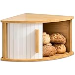 Praknu Corner Bread Bin with Sliding Door – Space-Saving Bread Box – Keeps Bread Fresh Longer (White) – Easy Assembly with Instructions