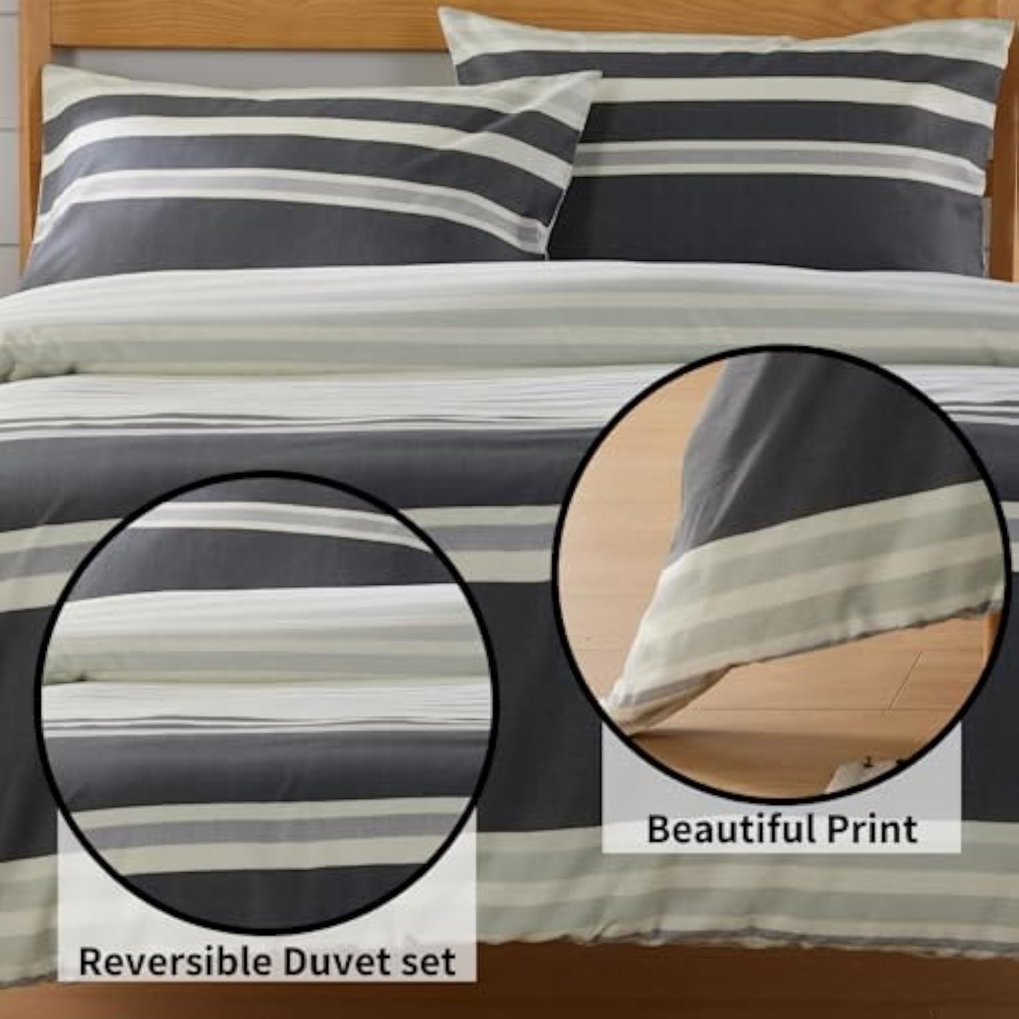Miami Stripes Duvet Cover Set, Luxury Cotton Blend