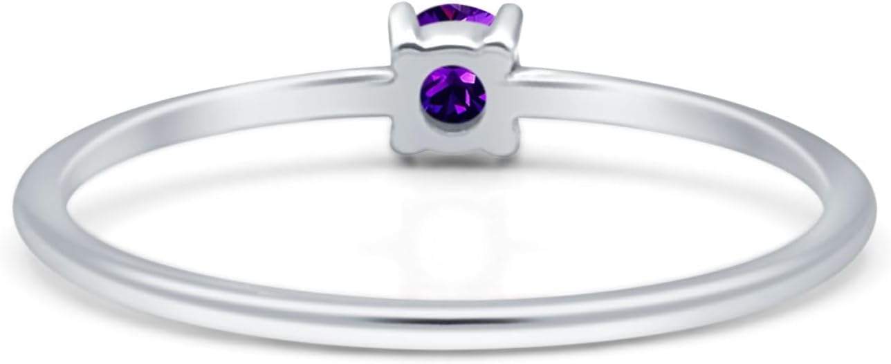 OMRANII Art Deco 3mm Round Cubic Zirconia Solitaire Ring Petite Dainty Vintage Statement Wedding Engagement Rings For Women 925 Sterling Silver Gift For Her