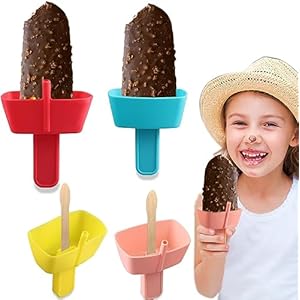 2025 Nuova Estate 4pz Porta Ghiaccioli per Bambini, Stampi per Ghiaccioli con Stecco, Alimentare, Riutilizzabile, per Adulti e Bambini, Ideale Per Feste Estive(Blu, Giallo, Rosa, Rosa)