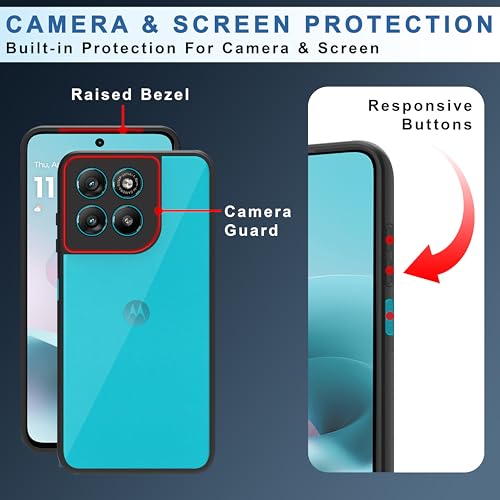 Image of CEDO Backcover for Motorola Moto G67 / G57 Power (5G) | Camera Protection Bump Shockproof Edge | Ultra Hybrid Transparent Acrylic Clear TPU+PC Hard Backcase Cover (Black)