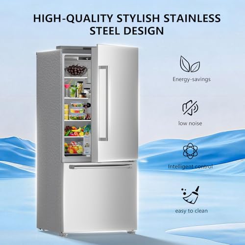Image of Antarctic Star French Door Refrigerator, Auto Ice & Water Filter, VCM Stainless, Multi-Air, Fast Cooling, Inverter, LED Alarm, Energy Star, 18 Cu Ft, Silver