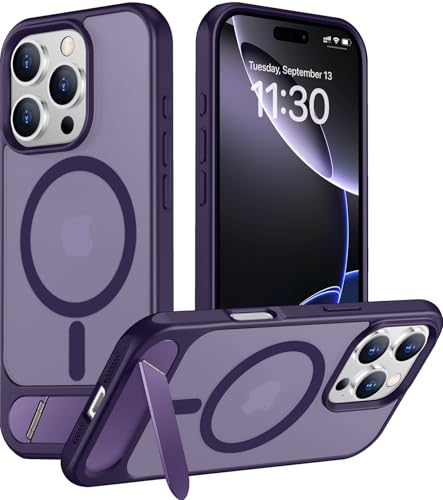 Image of Magnetic Compatible with iPhone 16 Pro Max Case, [Built-in Invisible Kickstand][Compatible with MagSafe] [Military Grade Shockproof] Slim Translucent Matte Phone Case for iPhone 16 Pro Max 6.9 inch