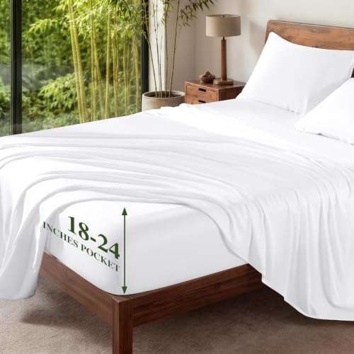 Image of 100% Organically Grown Bamboo Viscose King Sheet Set with Pockets on Side