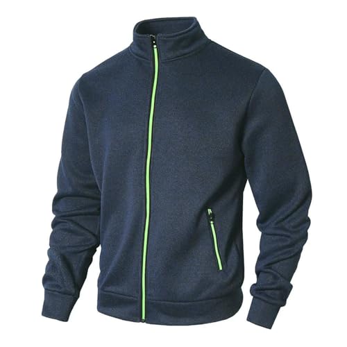 Sudadera de hombre con cremallera y cuello solapa negro XL 5