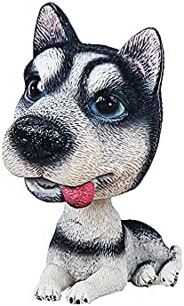 Handmade childhood memory BobbleHead Dogs Car Dash Puppy for Car Vehicle decoration rocking head dog made by superior Natural Resin Husky Lying 1PC image 2