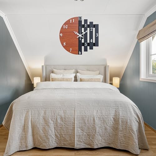 Image of Unique Craft 3D Wooden Analog Wall Clock Antique Design for Living Room, Bedroom Wall, Home and Office - Brown - MD UNQ-038