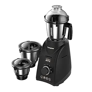 Crompton Ritz 750-Watt Mixer Grinder with Anti-Bacteria & Anti-Odour N9 Plastix Technology (3 Stainless Steel Jars, Matte Black)
