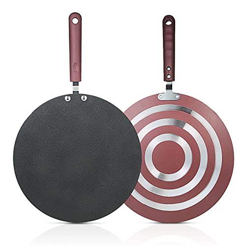 lvifloae Pfannkuchenpfanne, Crepe-Maker, flache Pfanne, Grillpfanne mit Streuer, Spatel, Crêpe-Maker-Grillplatte zum Kochen in der Küche