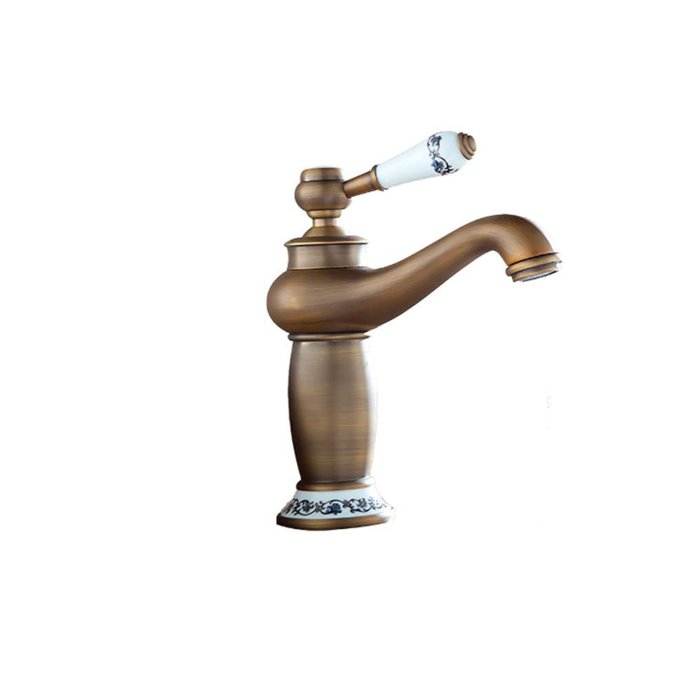 SBCGFY Kitchen Tap Contemporary Antique Brass Faucets,Bathroom Sink Basin Faucet,Mixer Water Tap Home Improvement,Water-Saving Durable Kitchen Sink Faucet,Bathroom Vanity Deck Faucet,Hot And C