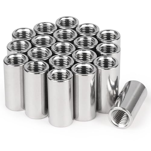LALAGO 20 pièces Écrou Long Rond M10 x 30, Longueur Manchon Fileté en Acier Inoxydable V2A VA A2, Douille avec Filetage Intérieur, Écrous D'extension D'écartement de Raccordement pour Remplacement