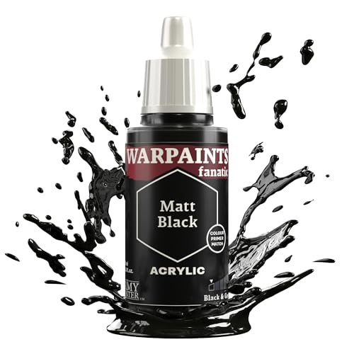 The Army Painter, Warpaints Fanatic Matt Black Single Acrylics, Miniature Hobby Painting, Quality Paint for Miniature Wargaming