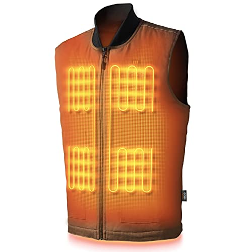 Ibex Men's Heated Work Vest - 9 hours of Heat | Battery and Charginc Cable Included | 3 Heat Settings