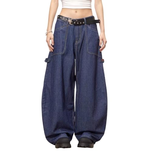 Baggy Jeans for Women Men Wide Leg Barrel Jeans Striped Loose Denim Pants Casual Sweatpants Vintage Clothes
