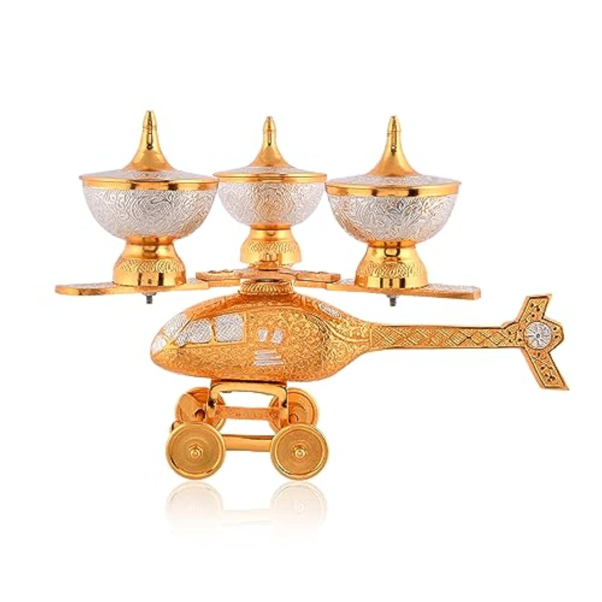 Brass Helicopter Trolley Set with 4 Bowls