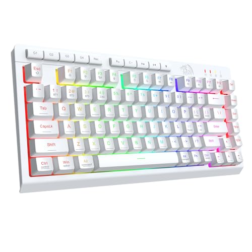 Image of Redragon Wireless Gaming Keyboard, Bluetooth /2.4GHz /USB-C Wired, RGB Backlit, Portable 75% Mini Quiet Macro Membrane Keyboard, Rechargeable 4000mAh Battery, Anti-Ghosting for Win /MAC, White