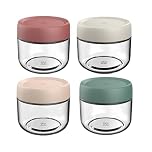 NBBENG Glass Jars Jars with Lids, Overnight Oats jars with, Wide Mouth Mason Jars For Overnight Oats, Small Glass Containers with Lids, Yoghurt Pots, Oatmeal Salad 4 Colors (4-Pack 280ml)