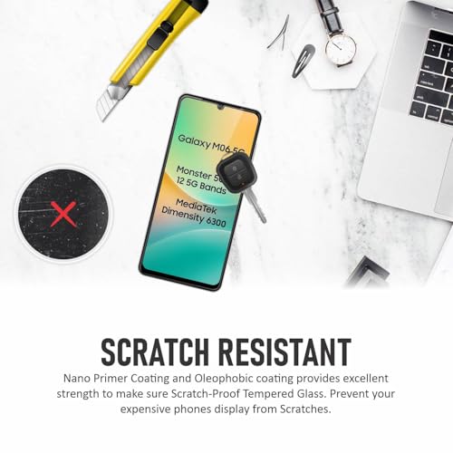 Image of SupCares Tempered Glass for Samsung Galaxy M06, Galaxy F06 and Galaxy A06 (6.7 Inch) With Installation Kit | Military-Grade Gorilla Screen Protector | Edge to Edge Coverage | Black