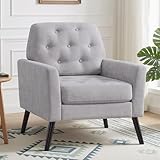 YUUIJOAA Ohrensessel Wohnzimmer,Lesesessel,Polstersessel mit Samt Order PU Kunstlede,Sessel Wohnzimmer für Wohnzimmer/Schlafzimmer/Büro/Balkon(Hellgrau)