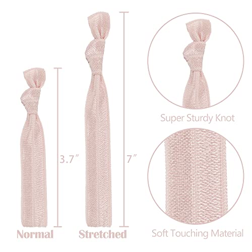 Meedee 100 Pack Rose Gold Elastic Hair Ties For Women No Crease Soft Elastic Ribbon Hair Ties Knotted Hair Ties No Damage Pony Tails Hair Ties Ouchless Hair Ties Yoga Hair Ties Elastic Bracelets #TOP1